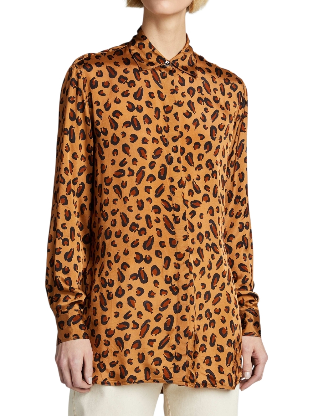 Rosetta Getty Blouse Leopard Print Silk Feel Top Designer Animal Print Size 2
